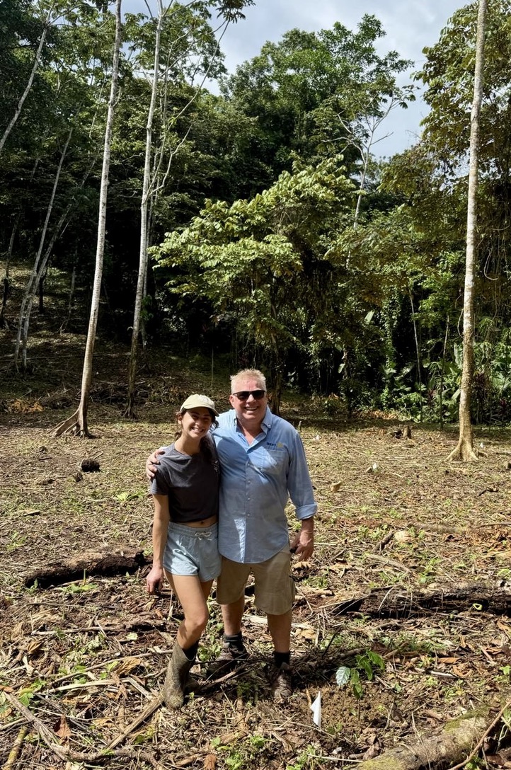 Sophia D'Angelo and Steve Bender standing in the newly planted forest